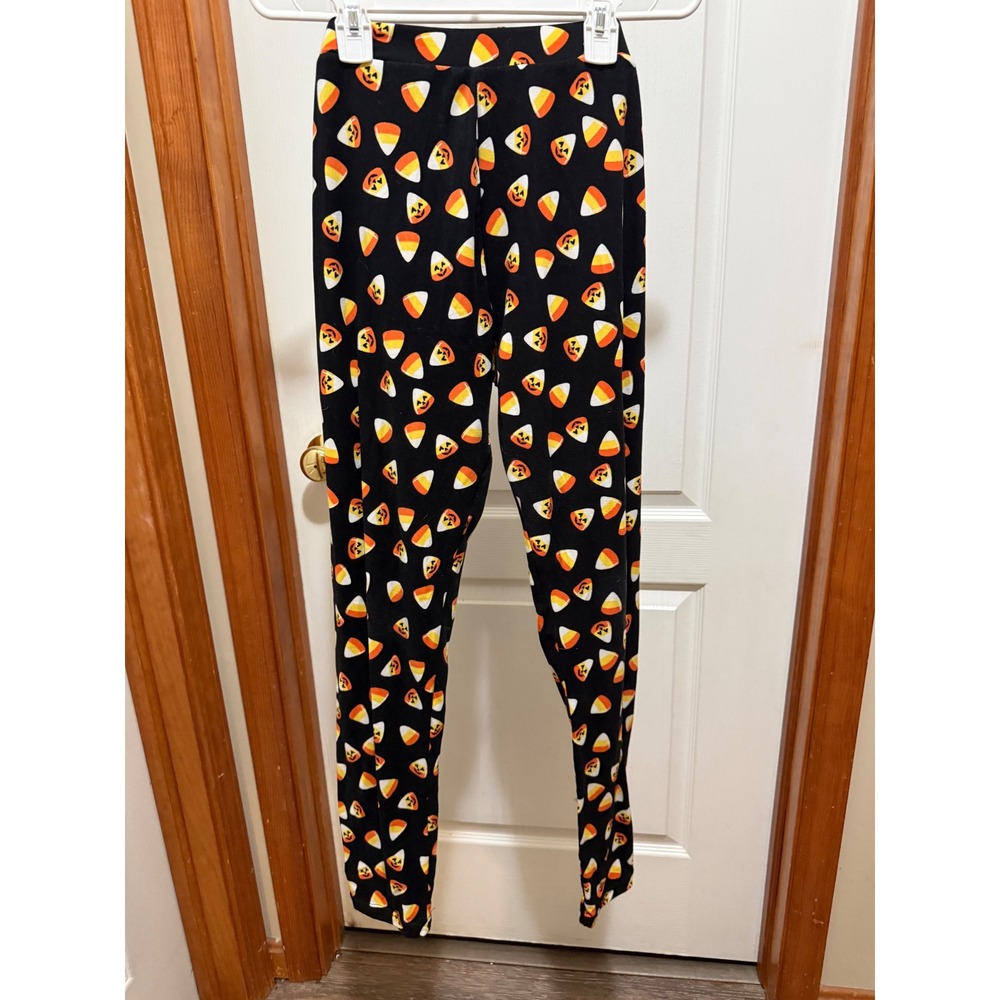 8 of Hearts Halloween Leggings Candy Corn Jack-O-Lantern Black 1X Plus Size